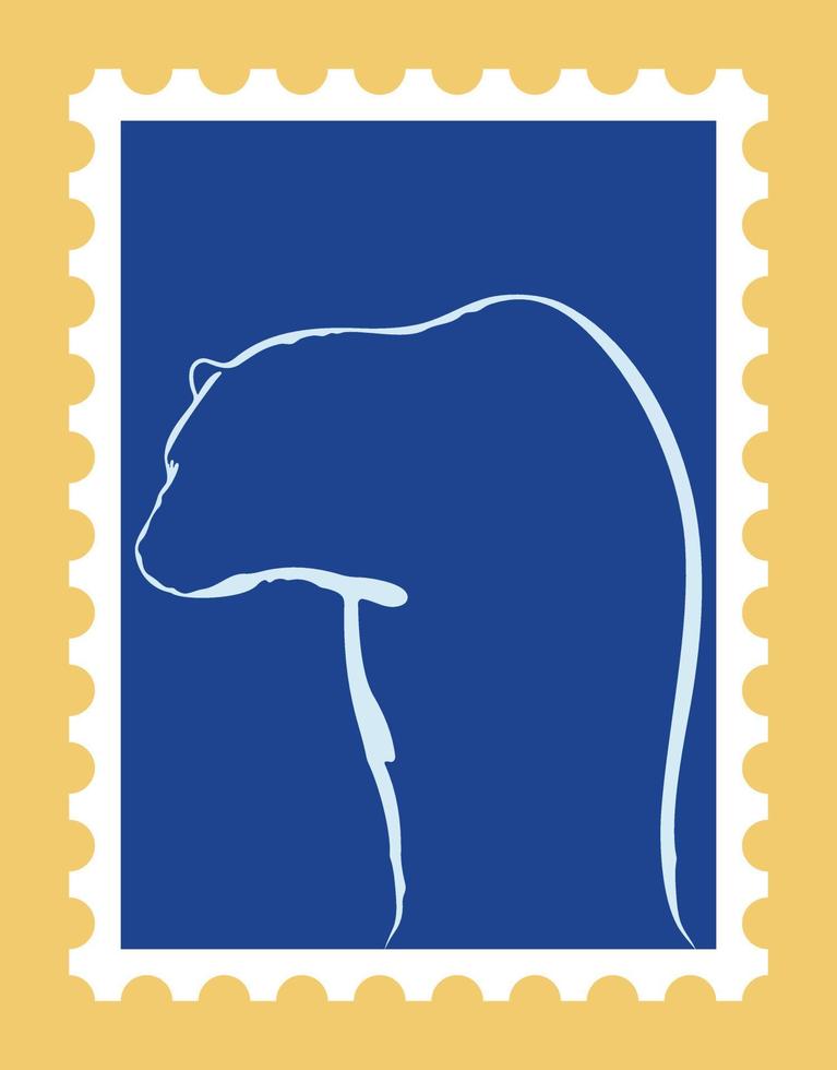 timbre-poste avec la silhouette d'un ours polaire vecteur