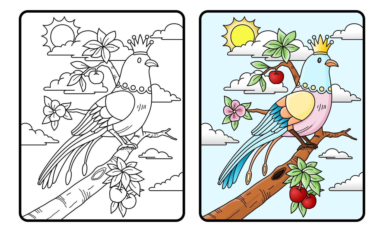 livre ou page de coloriage d'oiseau, illustration vectorielle. vecteur