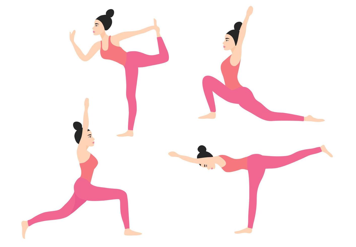 quatre poses de yoga illustration vectorielle isolée vecteur