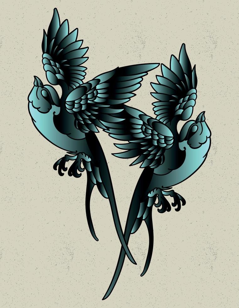 art de conception de moineau d'oiseau vecteur