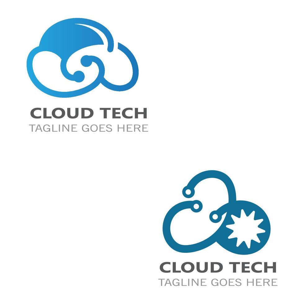 modèle de conception de logo cloud tech, concept de conception de logo technologique vecteur