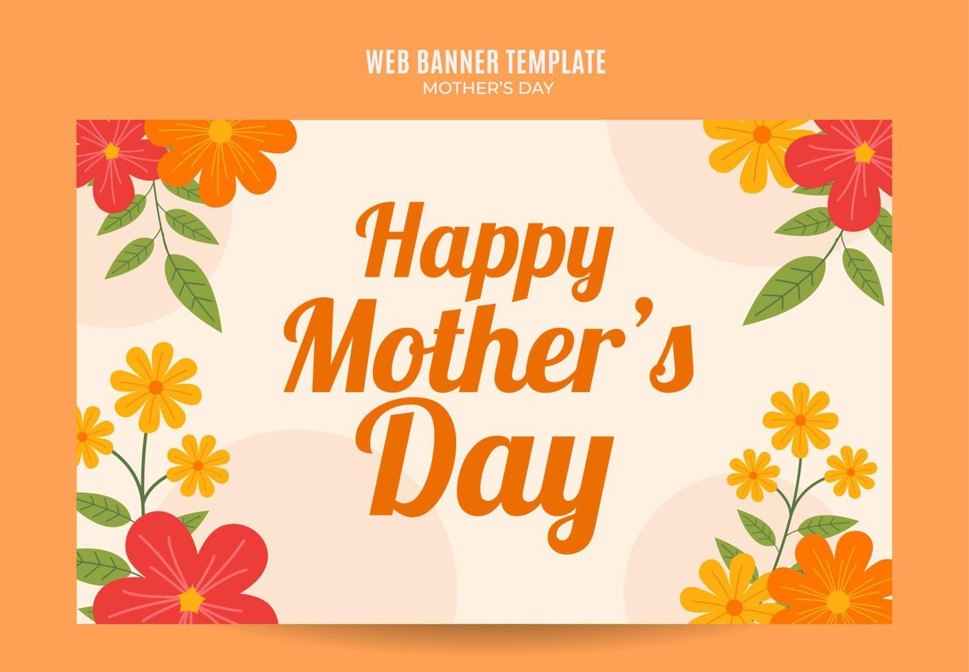 bannière web rétro de la fête des mères heureuse pour l'affiche, la bannière, l'espace et l'arrière-plan des médias sociaux vecteur