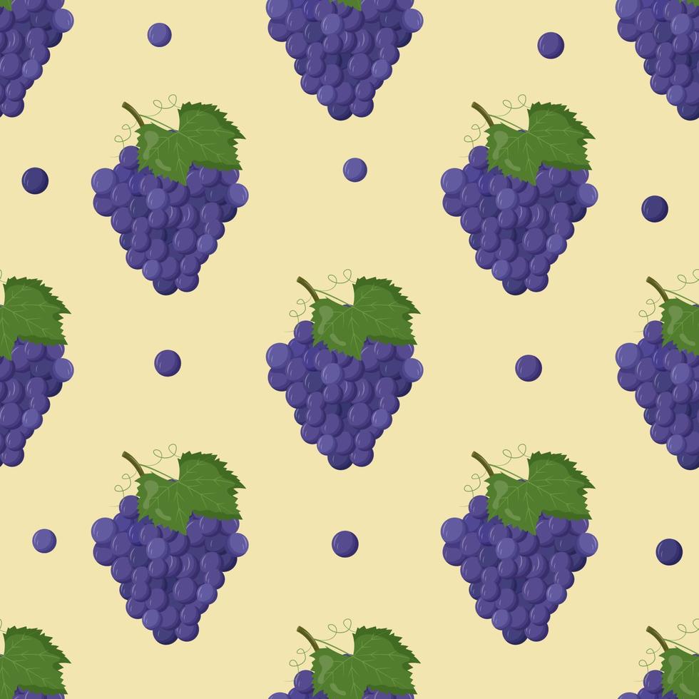 raisin avec motif sans soudure de feuilles vertes. illustration vectorielle plane. vecteur