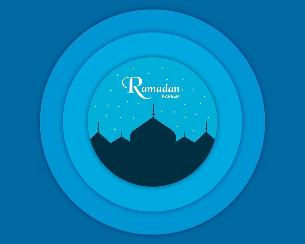 style de papier de la mosquée ramadan kareem vecteur