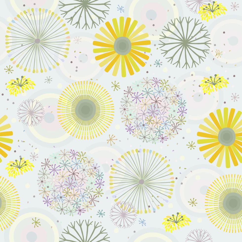 motif abstrait floral sans couture de vecteur avec divers pissenlits.