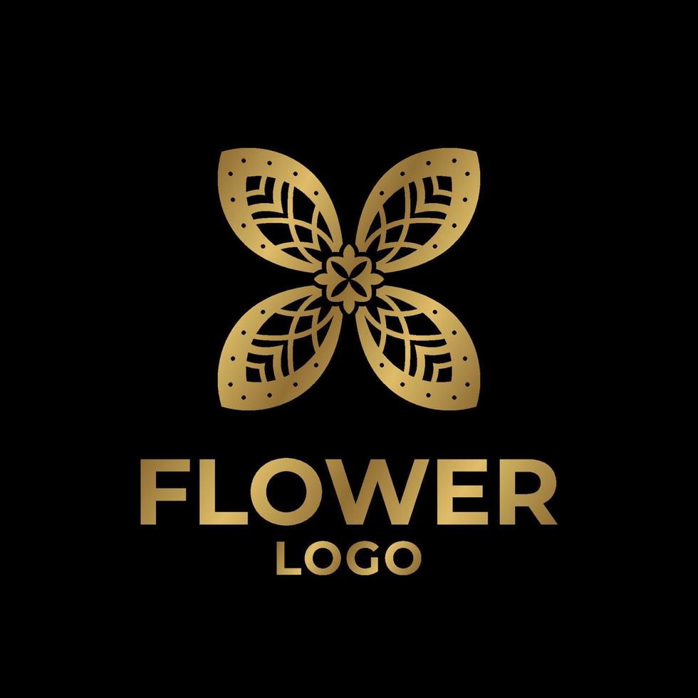 Élément de conception de logo vectoriel décoratif abstrait fleur dorée