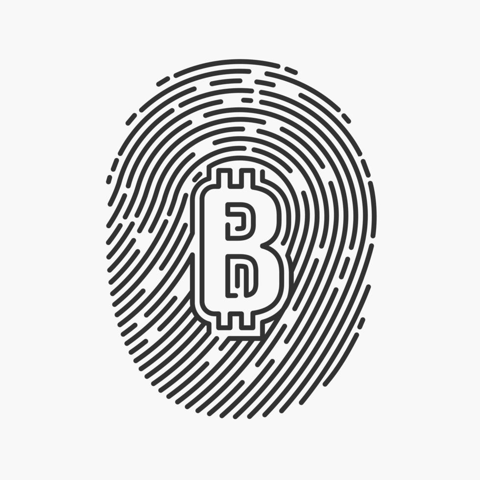 concept de sécurité numérique de crypto-monnaie, illustration vectorielle d'ADN d'empreintes digitales. vecteur