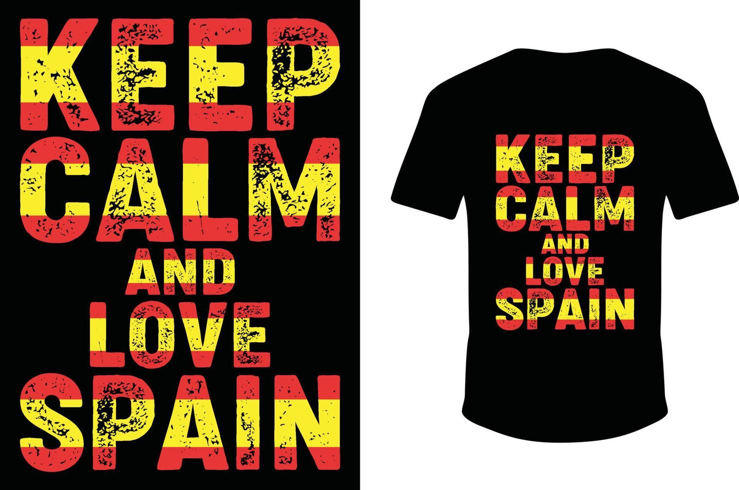 Restez calme et aimez l'Espagne. conception de t-shirt drapeau espagne vecteur