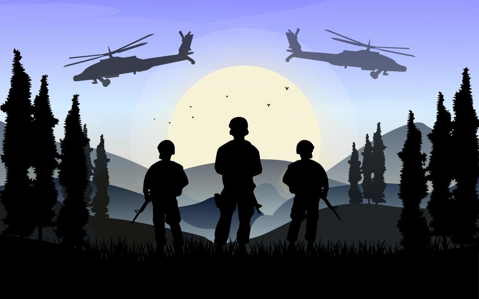 illustration de la silhouette de l'armée plate vecteur