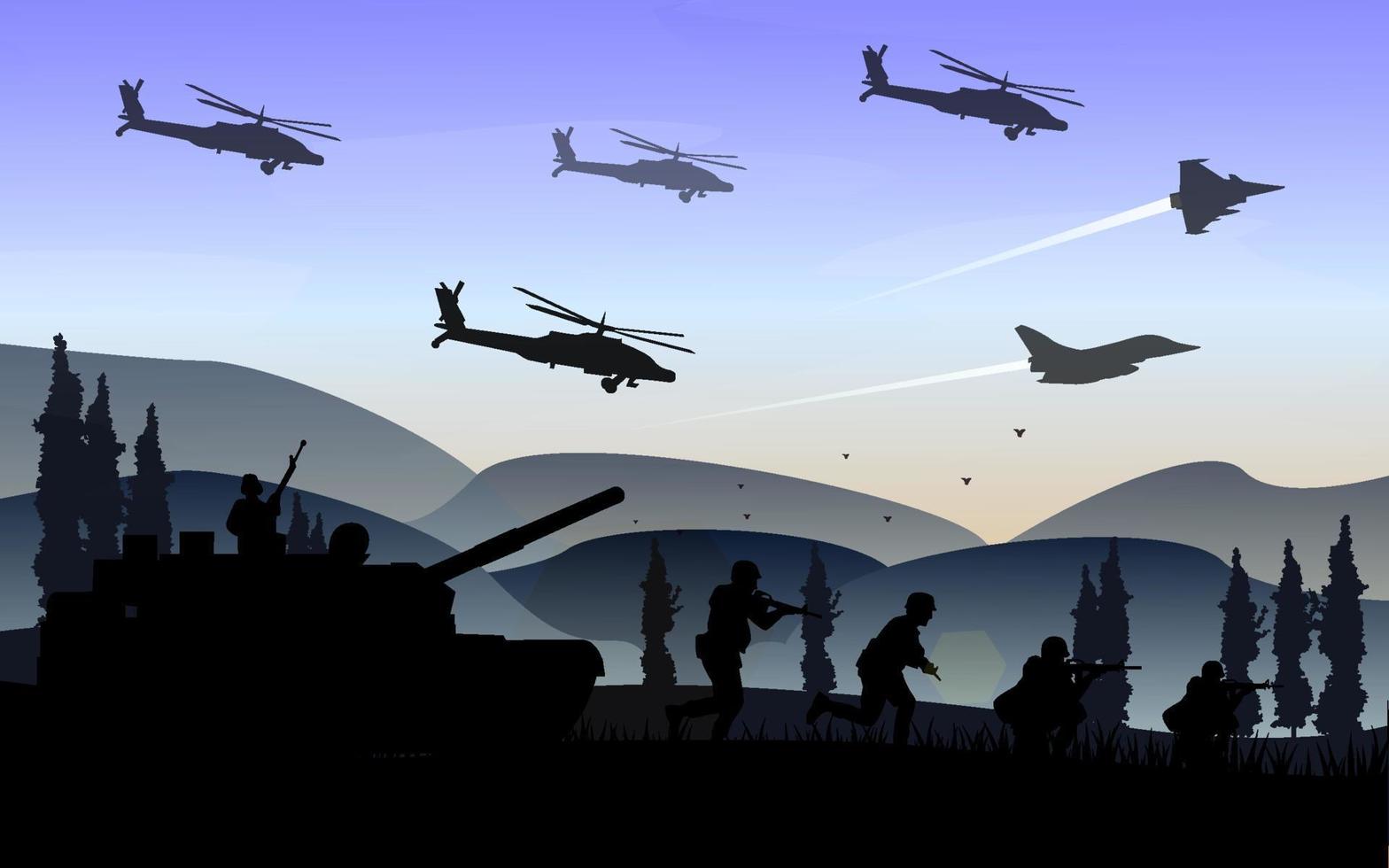 illustration de la silhouette de l'armée plate vecteur