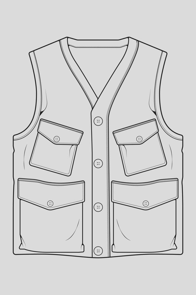 vecteur de dessin de contour de sac de gilet de poitrine, sac de gilet de poitrine dans un style de croquis, contour de modèle de formateurs, illustration vectorielle.