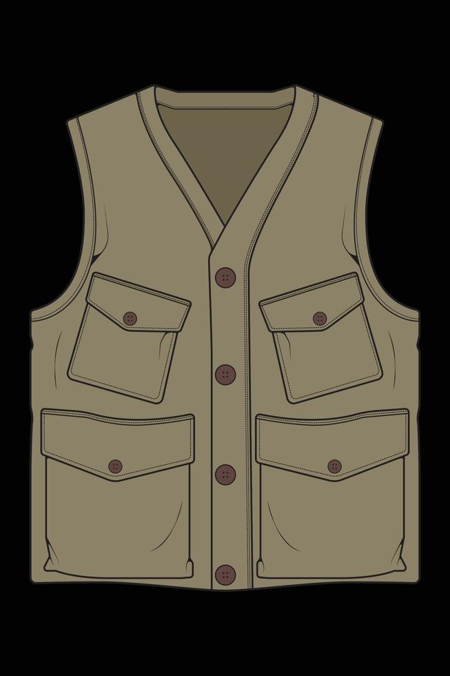 vecteur de coloration de sac de gilet de poitrine, sac de gilet de poitrine dans un style de croquis, illustration vectorielle.