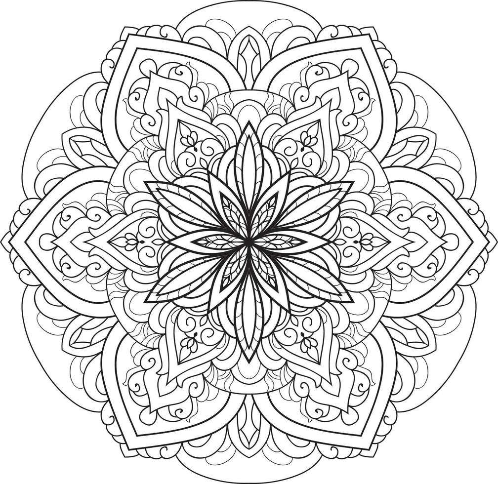 vecteur gratuit de mandala de fleur en fond noir et blanc