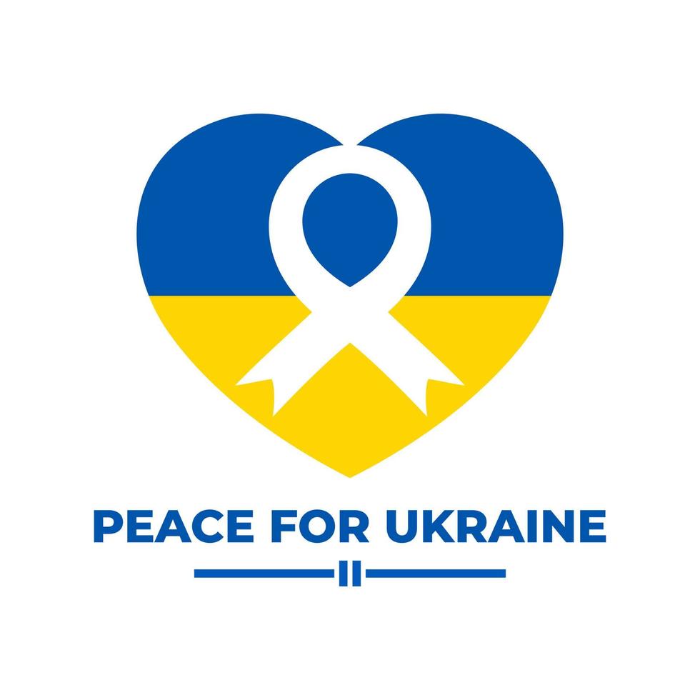 paix pour l'ukraine avec le drapeau de l'ukraine en forme de coeur. prend en charge la conception vectorielle ukrainienne. vecteur