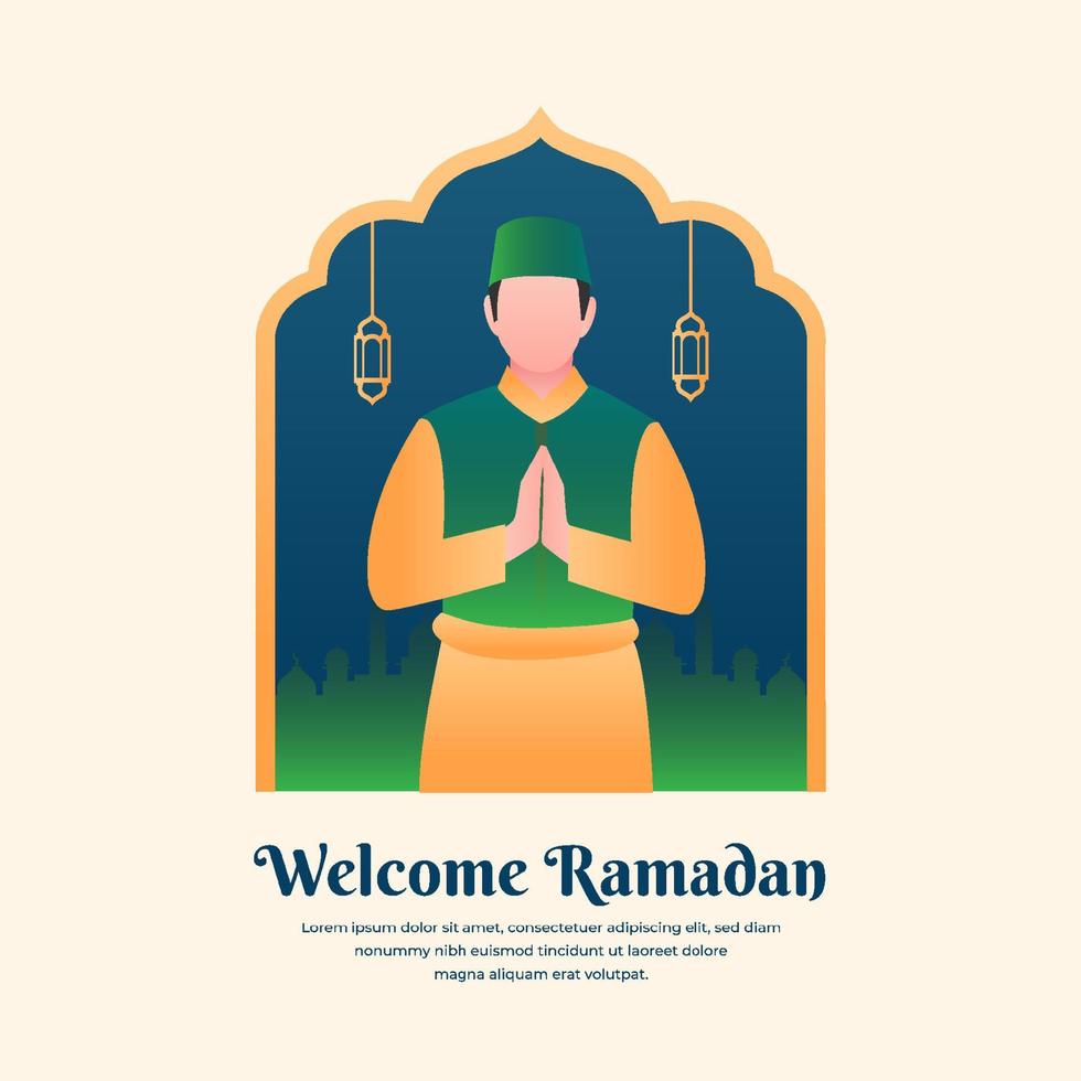 bienvenue au ramadan avec illustration de personnes vecteur