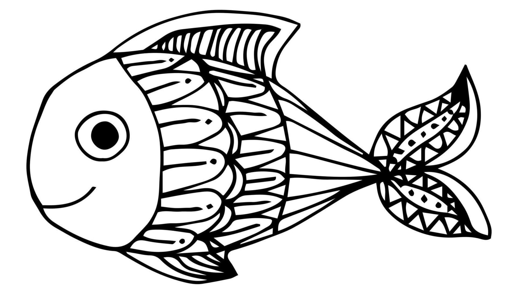 jolie page de coloriage pour les enfants avec des poissons vecteur