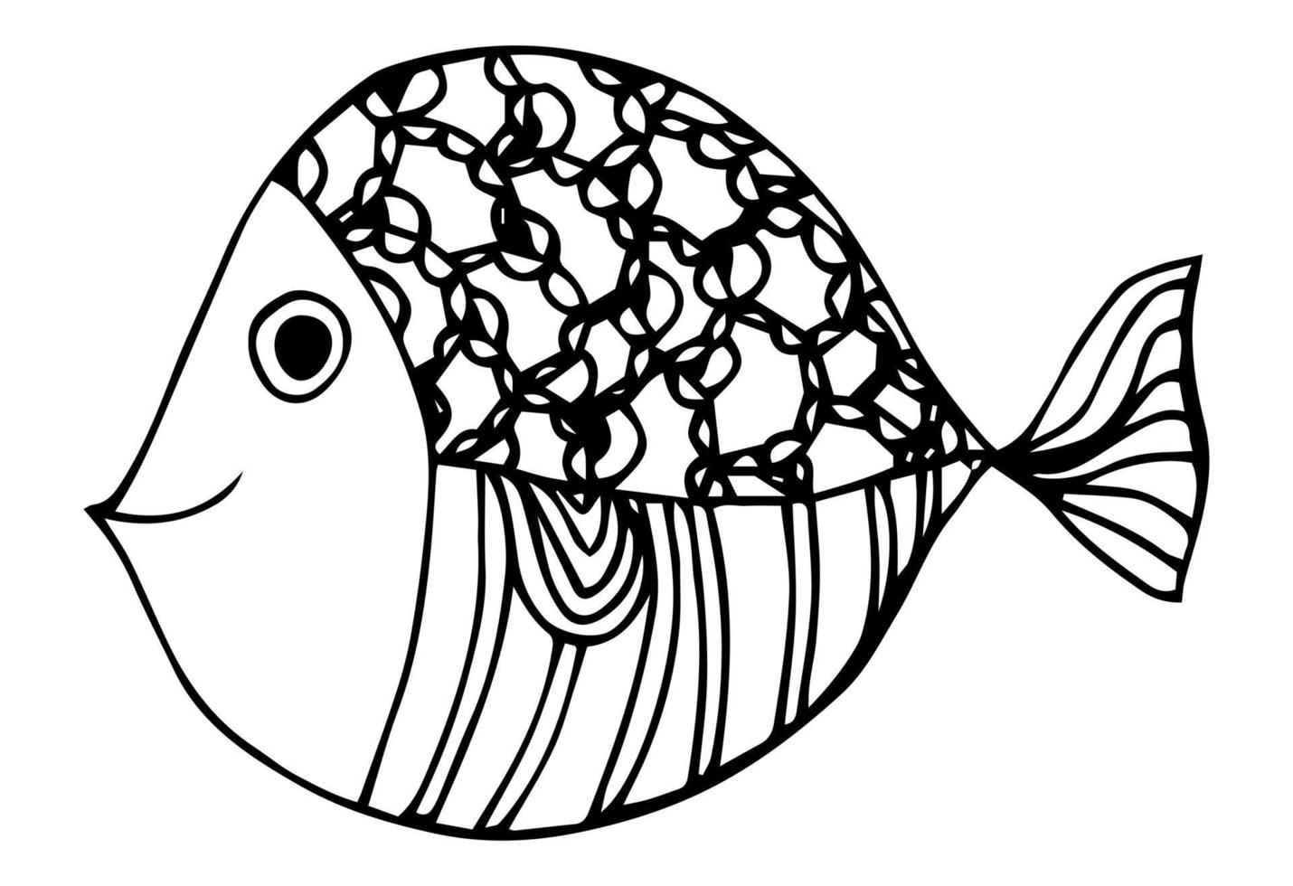 jolie page de coloriage pour les enfants avec des poissons vecteur