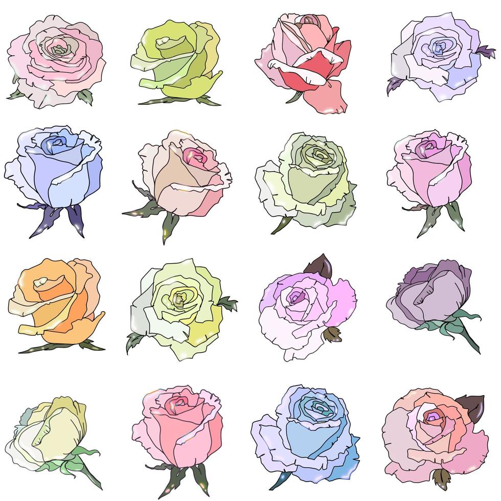 ensemble de fleurs roses en fleurs, illustration vectorielle vecteur