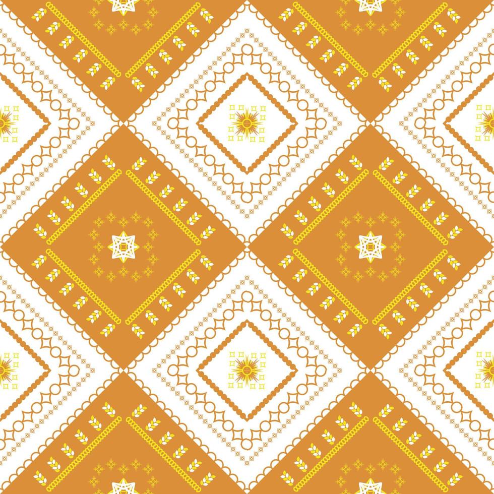 motif ethnique marron et blanc avec carré géométrique sans couture pour motif de tissu vecteur