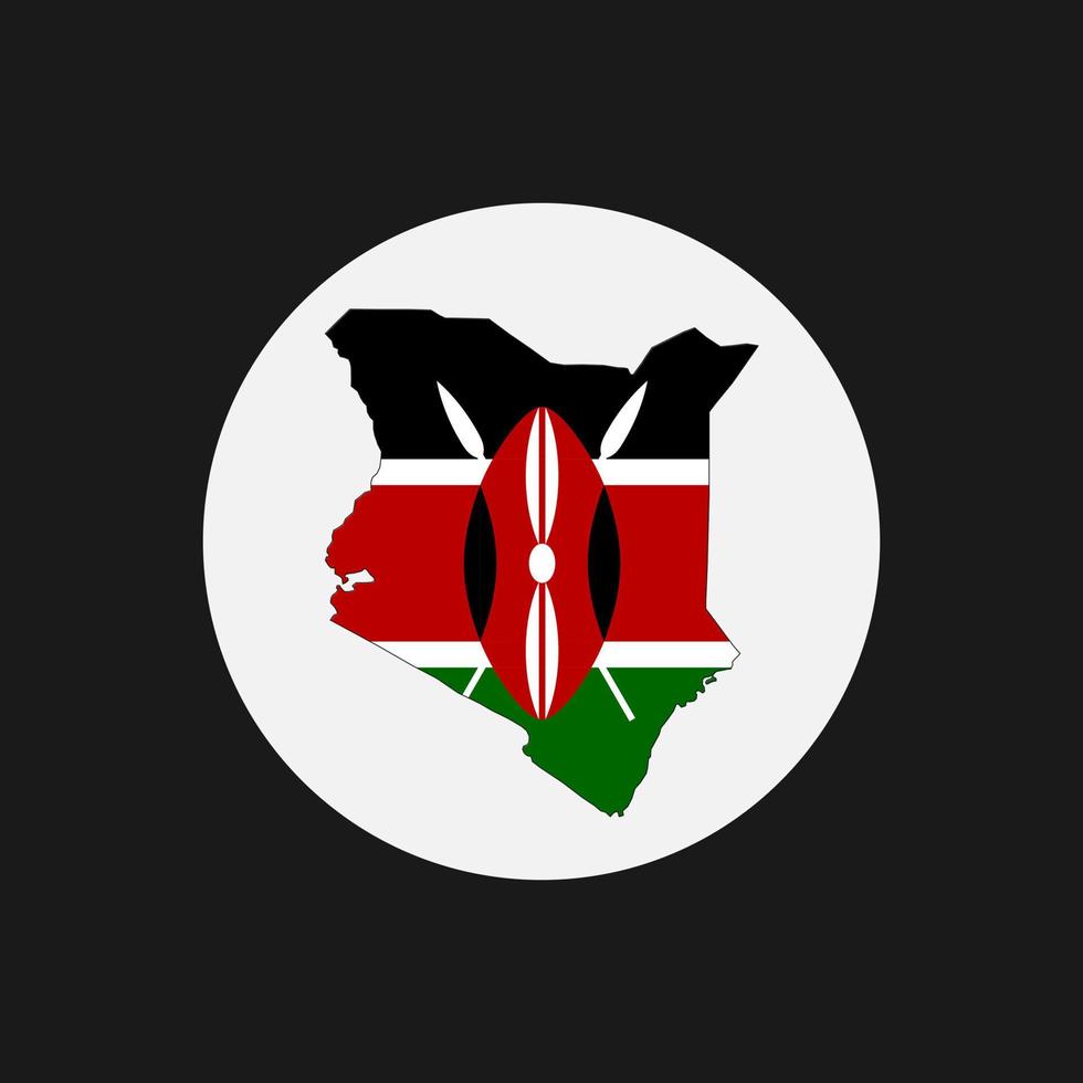 Kenya carte silhouette avec drapeau sur fond blanc vecteur