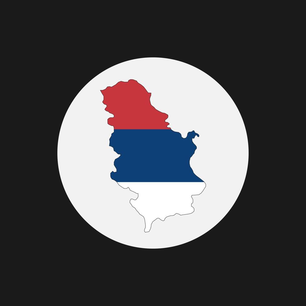 Serbie carte silhouette avec drapeau sur fond blanc vecteur