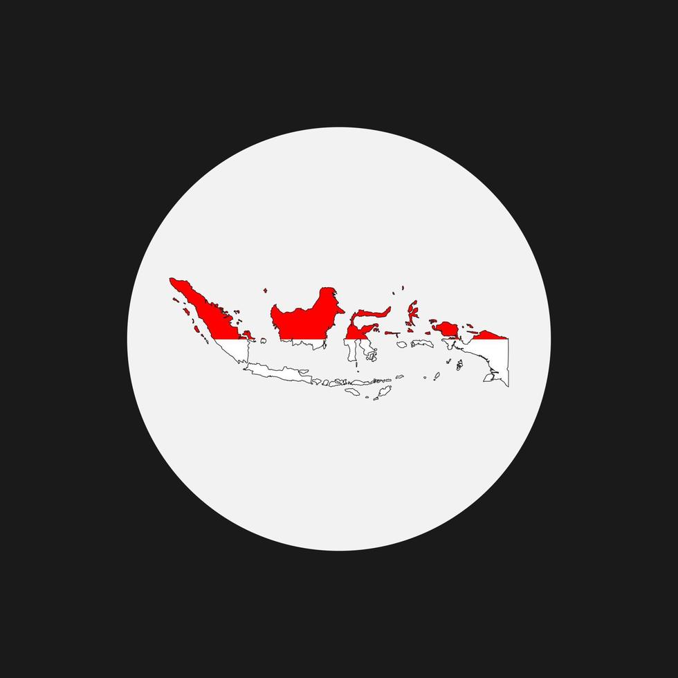 L'Indonésie carte d'ossature avec drapeau sur fond blanc vecteur