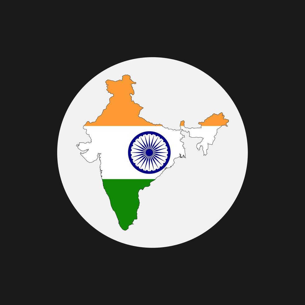 Inde carte silhouette avec drapeau sur fond blanc vecteur