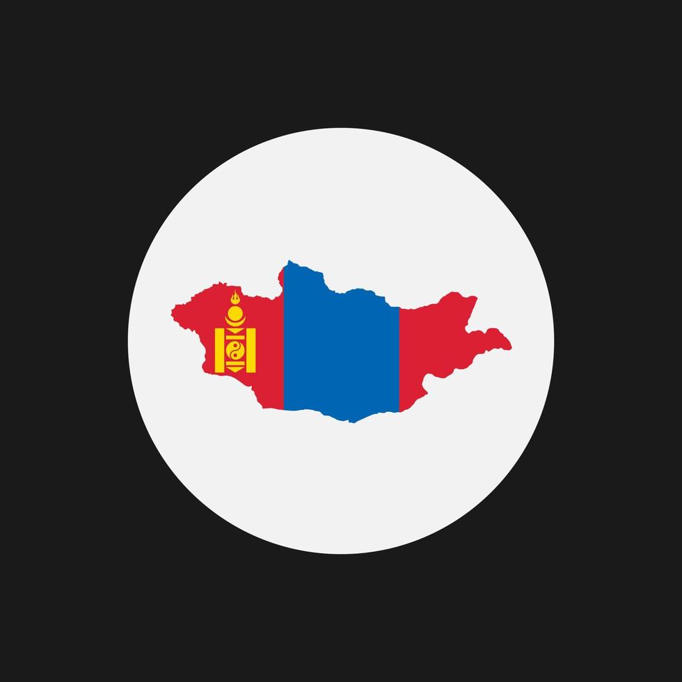 Mongolie carte silhouette avec drapeau sur fond blanc vecteur