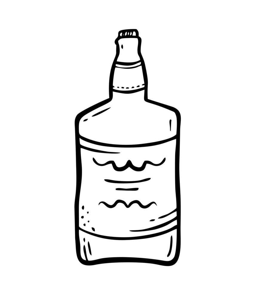 bouteille de whisky hipster dessinée à la main dans un style doodle bon pour l'impression symbole du concept occidental illustration vectorielle isolée vecteur