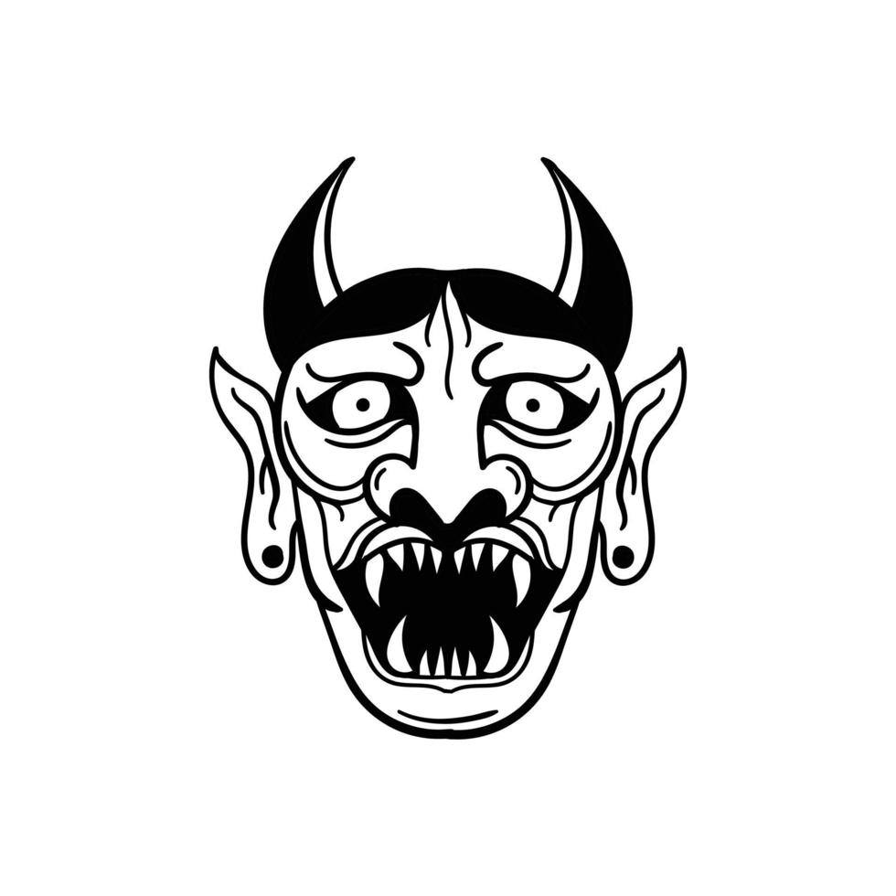 illustration de griffonnage de visage de diable dessiné à la main pour l'affiche d'autocollants de tatouage, etc. vecteur
