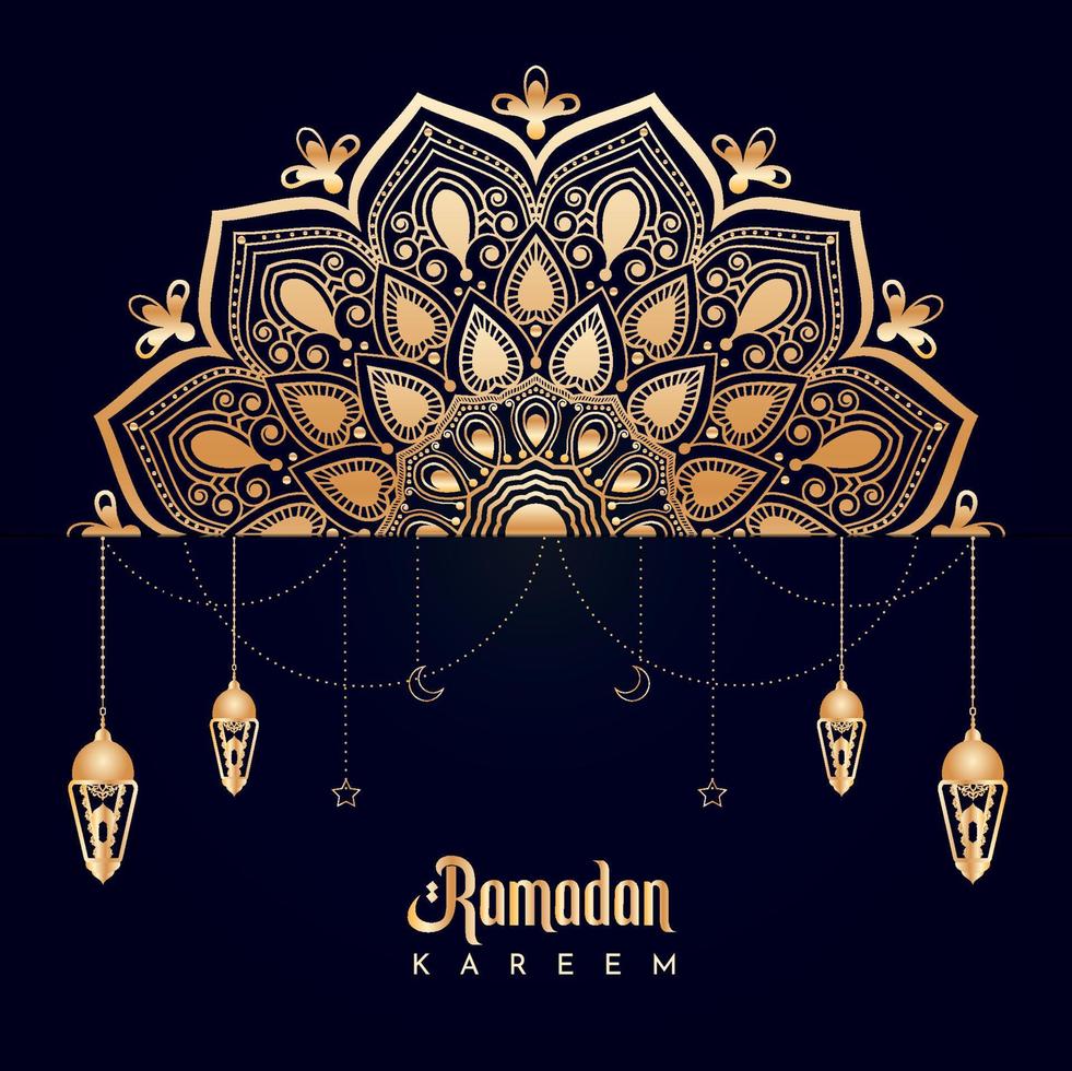 carte de festival décorative élégante ramadan kareem mandala vecteur