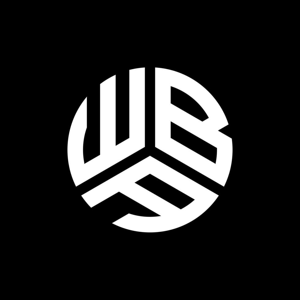 création de logo de lettre wba sur fond noir. concept de logo de lettre initiales créatives wba. conception de lettre wba. vecteur