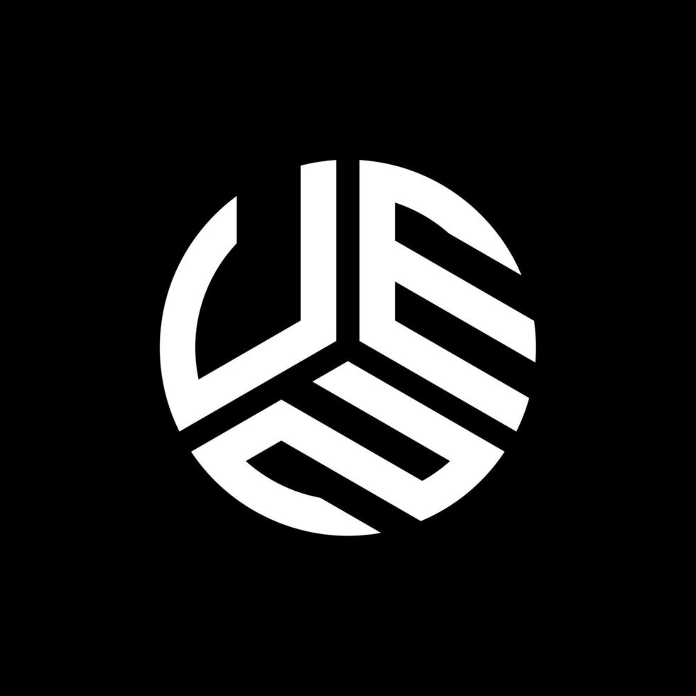 création de logo de lettre uen sur fond noir. concept de logo de lettre initiales créatives uen. conception de lettre uen. vecteur
