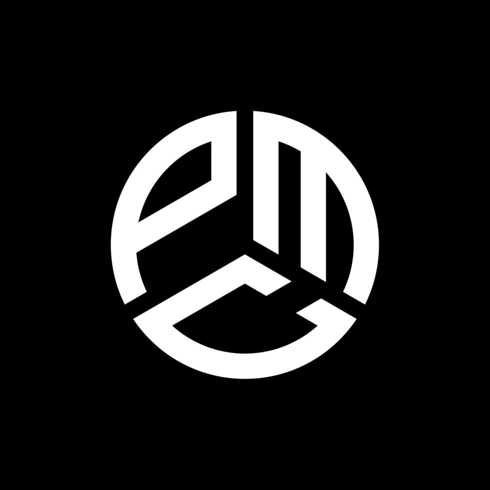 création de logo de lettre pmc sur fond noir. concept de logo de lettre initiales créatives pmc. conception de lettre pmc. vecteur