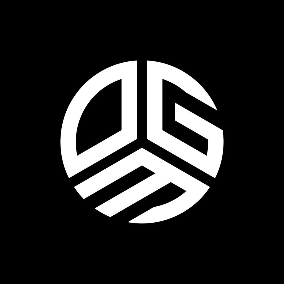 création de logo de lettre ogm sur fond noir. concept de logo de lettre initiales créatives ogm. conception de lettre ogm. vecteur