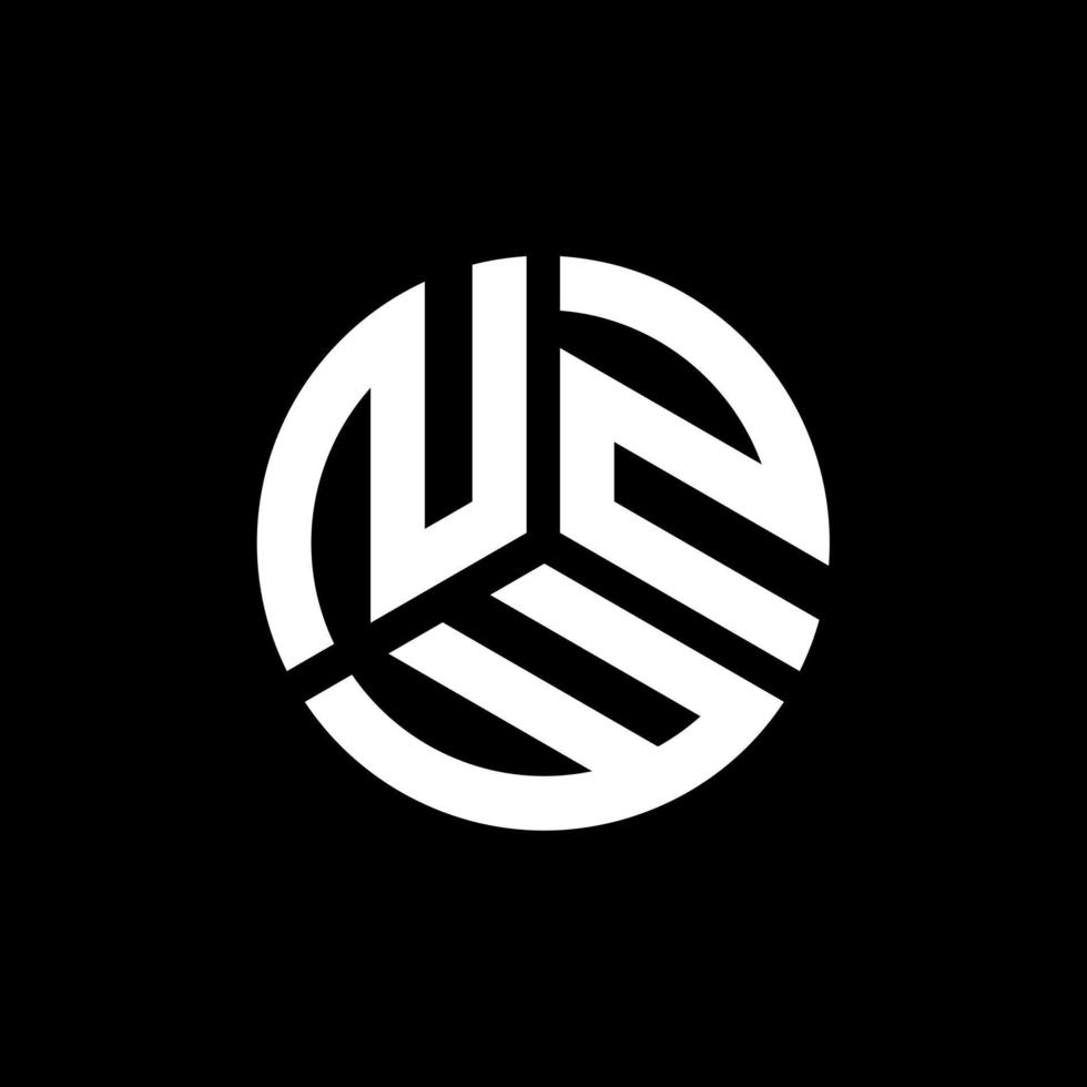 création de logo de lettre nzw sur fond noir. concept de logo de lettre initiales créatives nzw. conception de lettre nzw. vecteur
