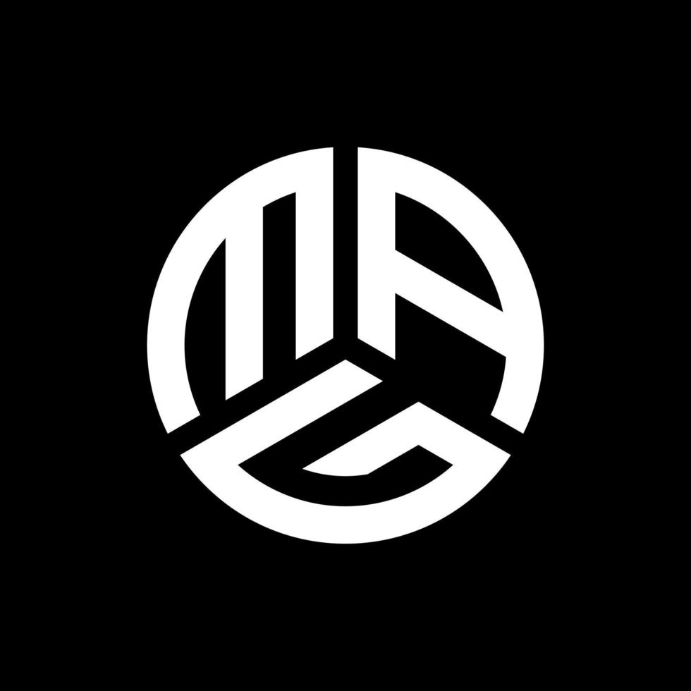création de logo de lettre printmag sur fond noir. concept de logo de lettre initiales créatives mag. conception de lettre mag. vecteur