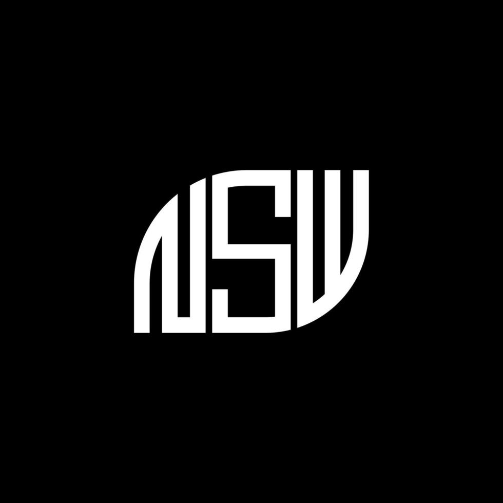 création de logo de lettre nsw sur fond noir. concept de logo de lettre initiales créatives nsw. conception de lettre nsw. vecteur