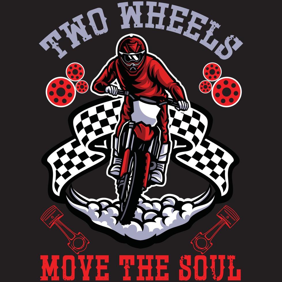 t-shirt deux roues déplacent le vecteur de l'âme