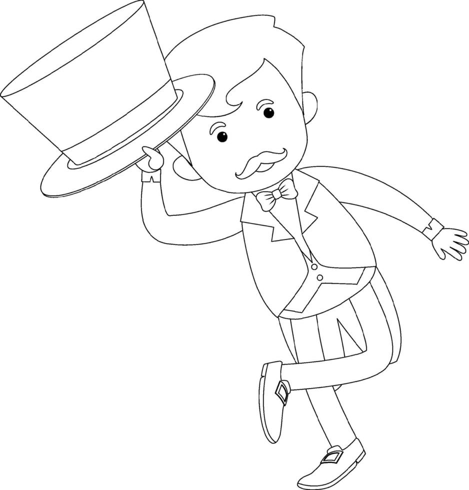 personnage de doodle noir et blanc de cirque vecteur