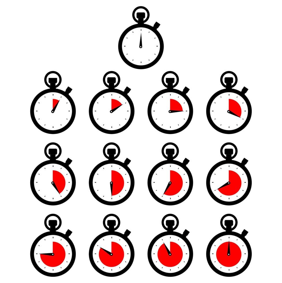 cercle noir chronomètre minuterie comptage tic tac ensemble icône illustration vectorielle vecteur