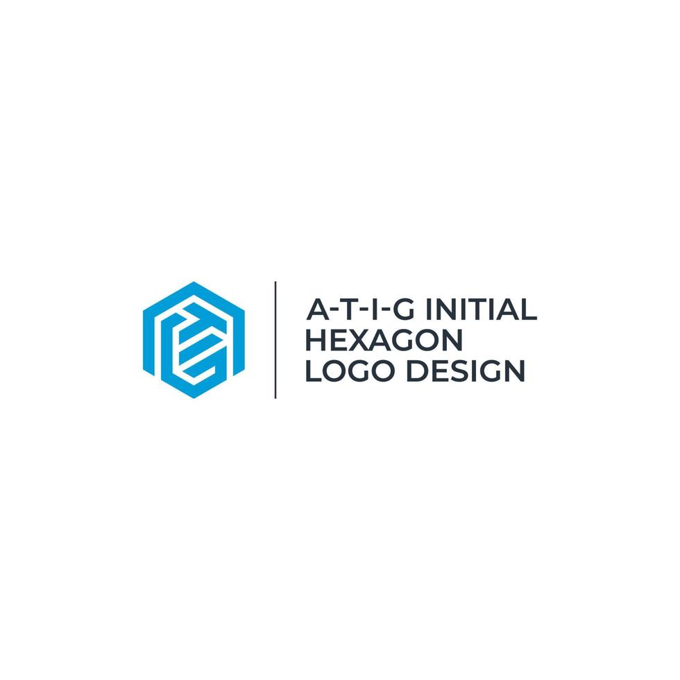 vecteur de conception de logo hexagonal atig