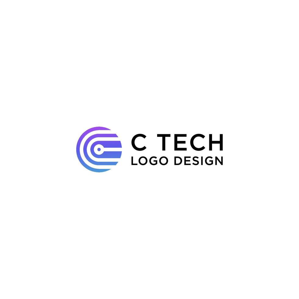 cc ou c tech en vecteur de conception de logo cercle