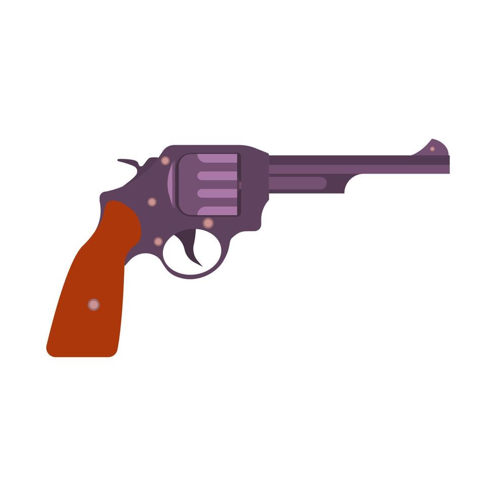 Pistolet retro vector art illustration vintage revolver pistolet arme fond de cow-boy. ancienne icône de gangster occidental de bande dessinée de conception