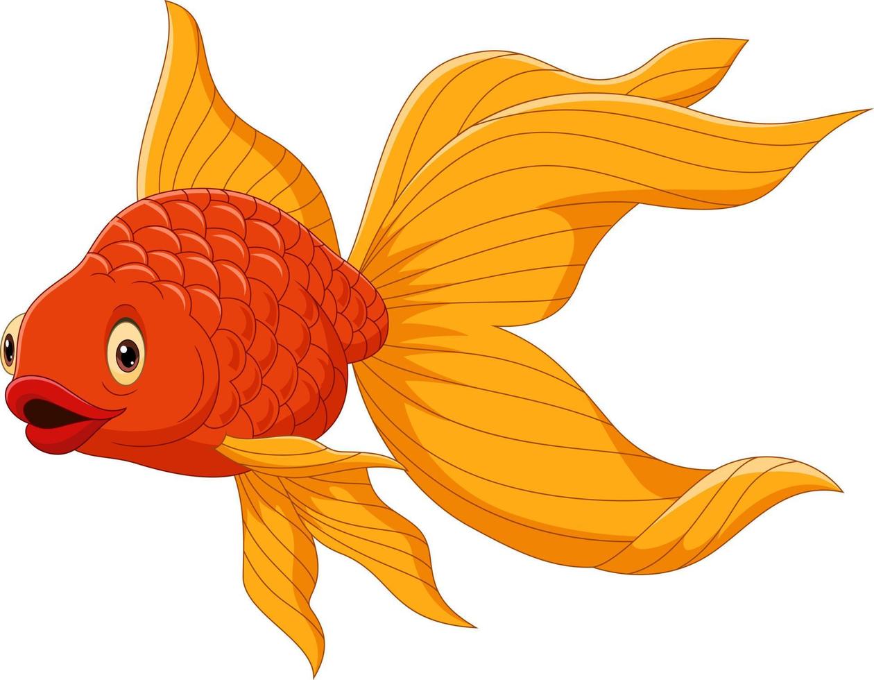 dessin animé mignon poisson rouge sur fond blanc vecteur