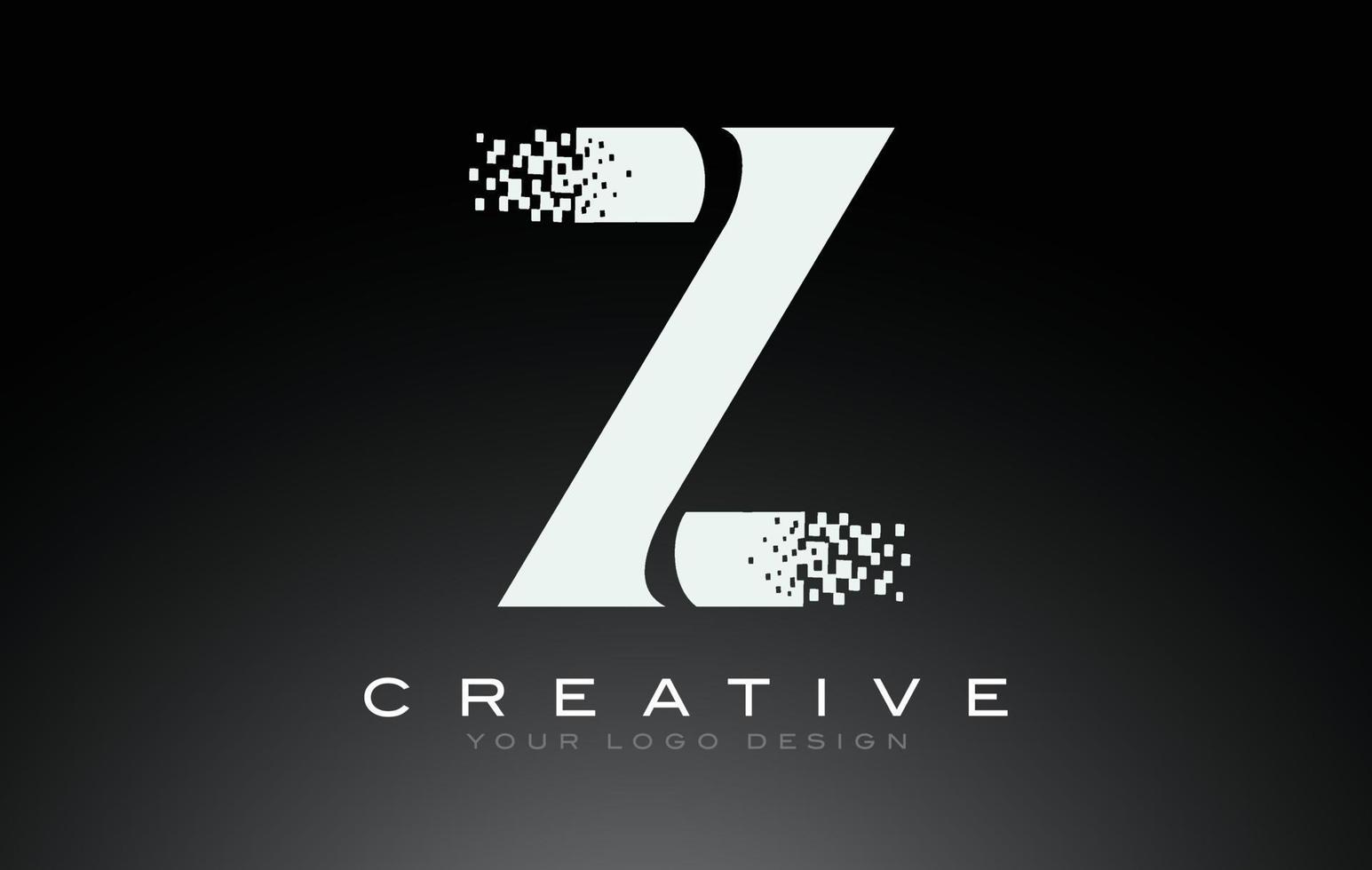 création de logo de lettre initiale z avec pixels numériques en noir et blanc. vecteur