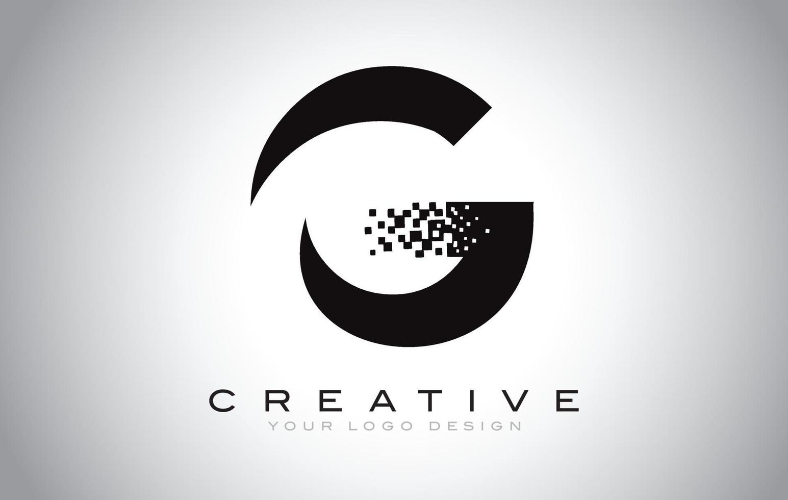 g création de logo de lettre initiale avec pixels numériques en noir et blanc. vecteur
