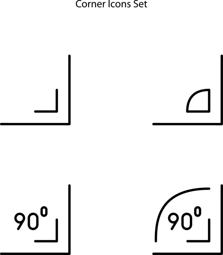 jeu d'icônes de coin isolé sur fond blanc. icône symbole linéaire de contour de ligne mince pour le logo, le web, l'application, l'interface utilisateur. simple signe d'icône. vecteur