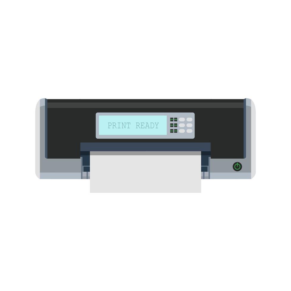 imprimante icône vecteur machine impression bureau illustration. conception de document de technologie plate papier isolé. machine d'impression