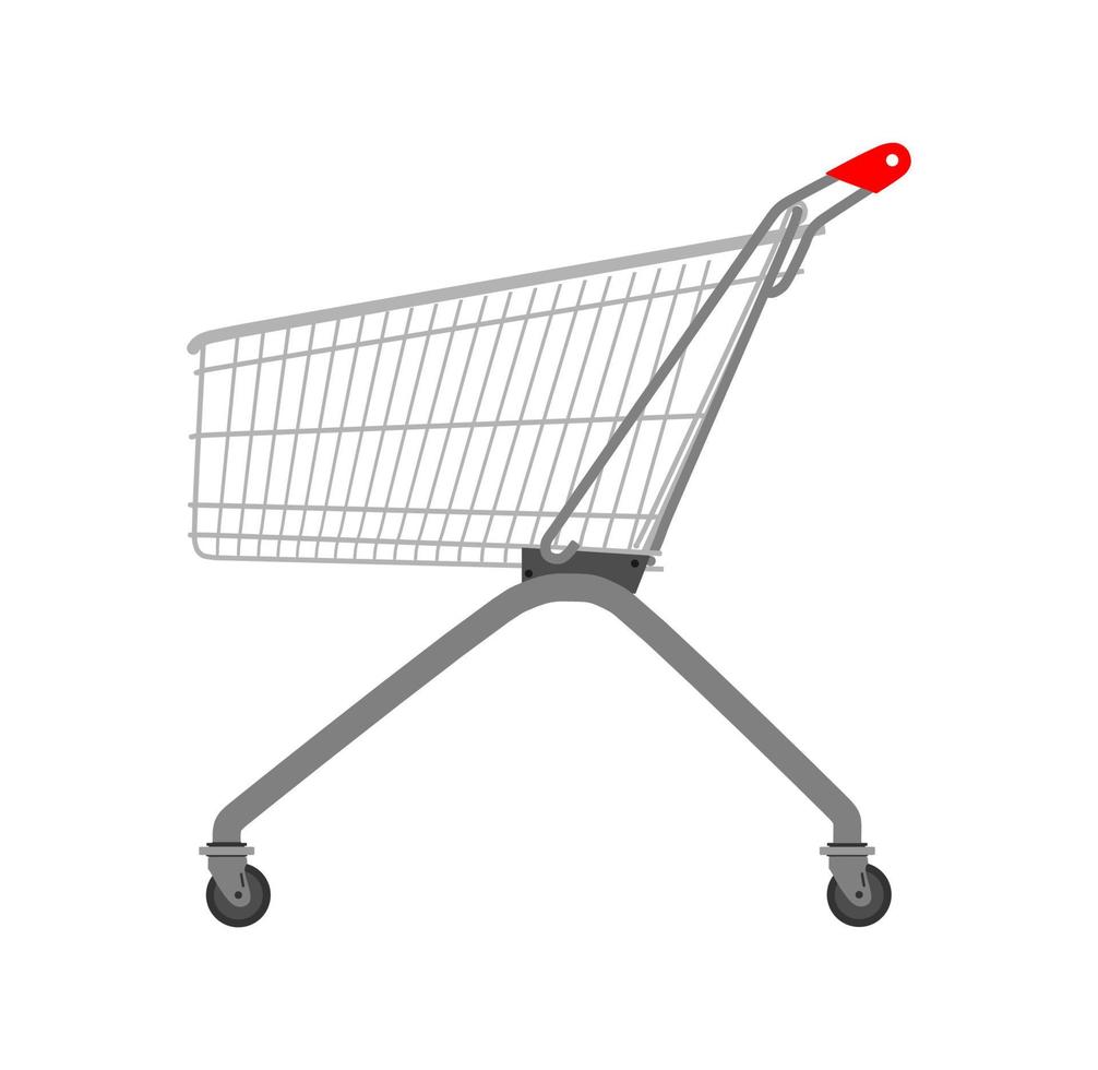 magasin panier chariot vecteur icône supermarché. marketing de panier de magasin de détail isolé. fond de paiement de style de vie d'épicerie. vente d'illustration de centre commercial de consommation. sac de livraison vide achat ecommerce